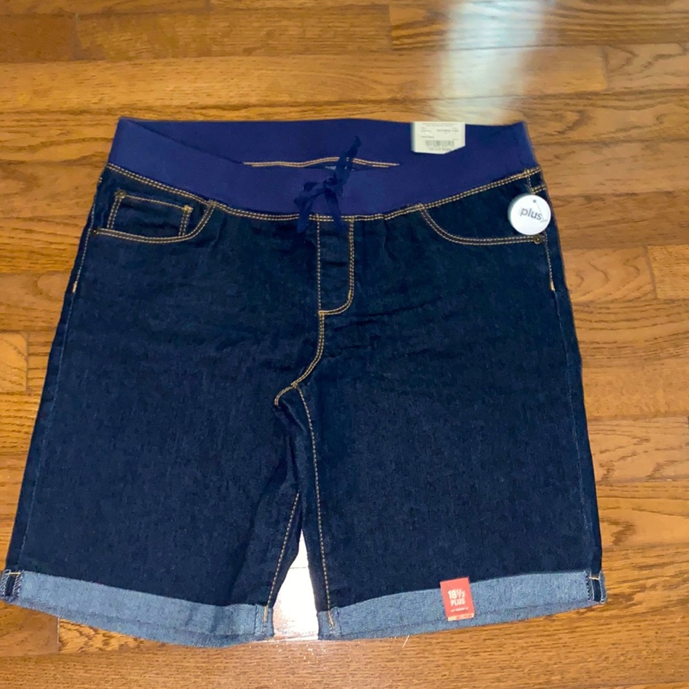 Jean shorts, never worn, elastic waist band